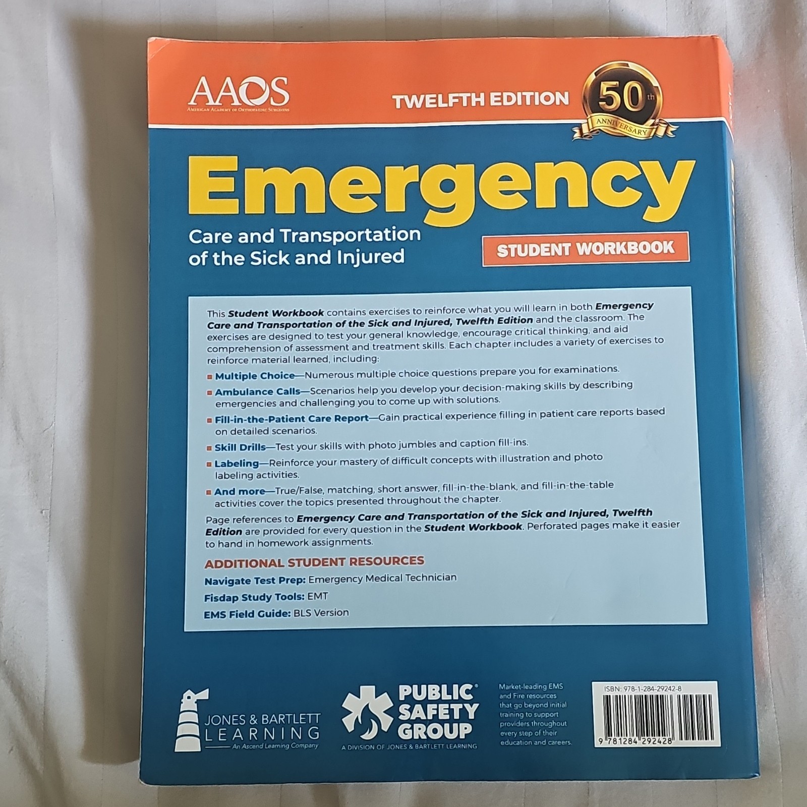 AAOS Emergency Care & Transportation Sick/Injured Student Workbook 12th