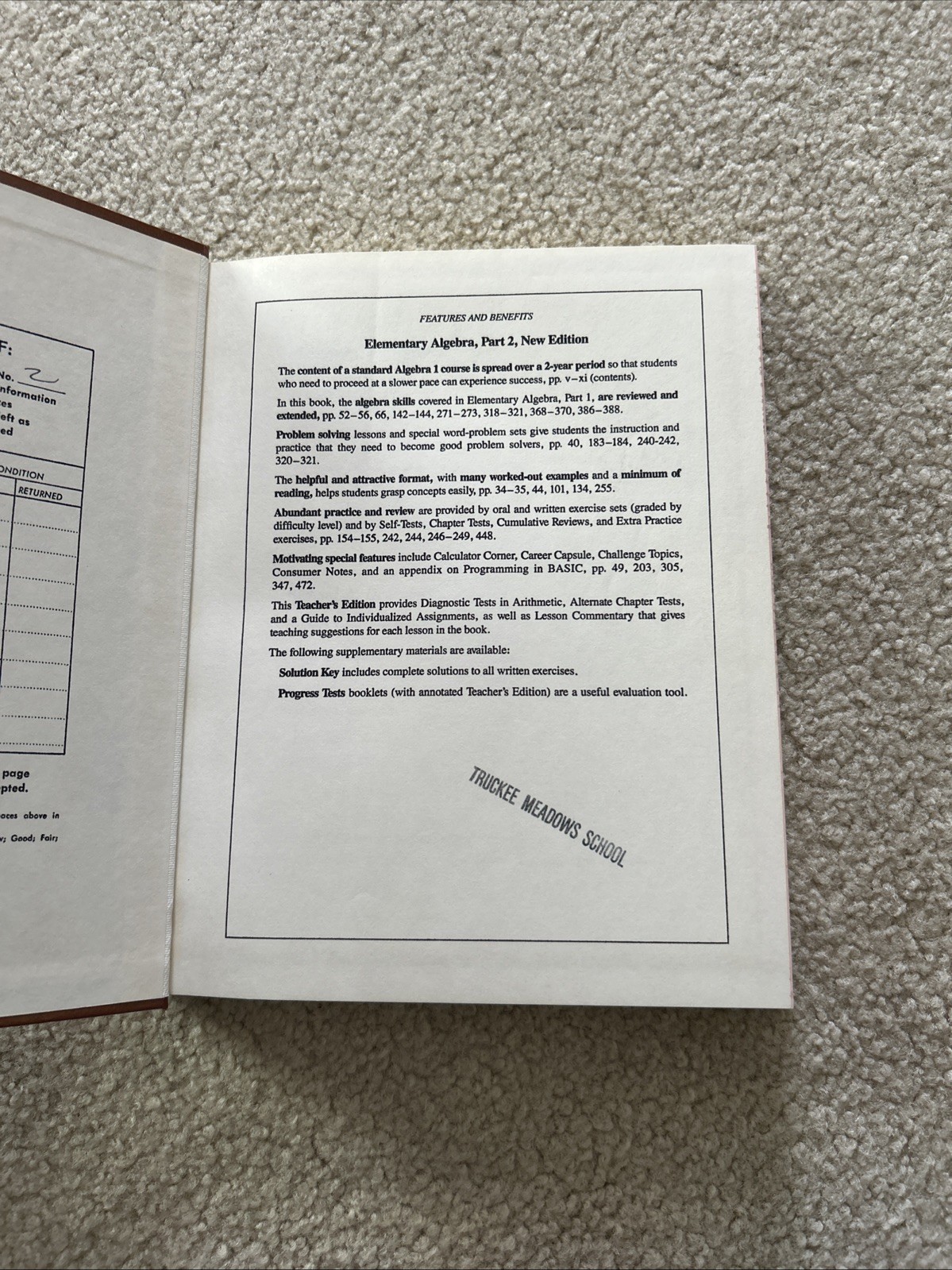Part 2 Elementary Algebra New Edition Teachers Edition Dolciani