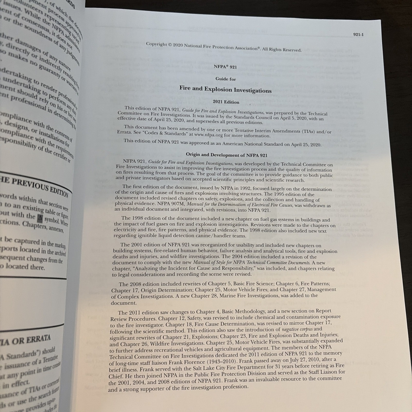 NFPA 921, Guide for Fire and Explosion Investigations, 2021