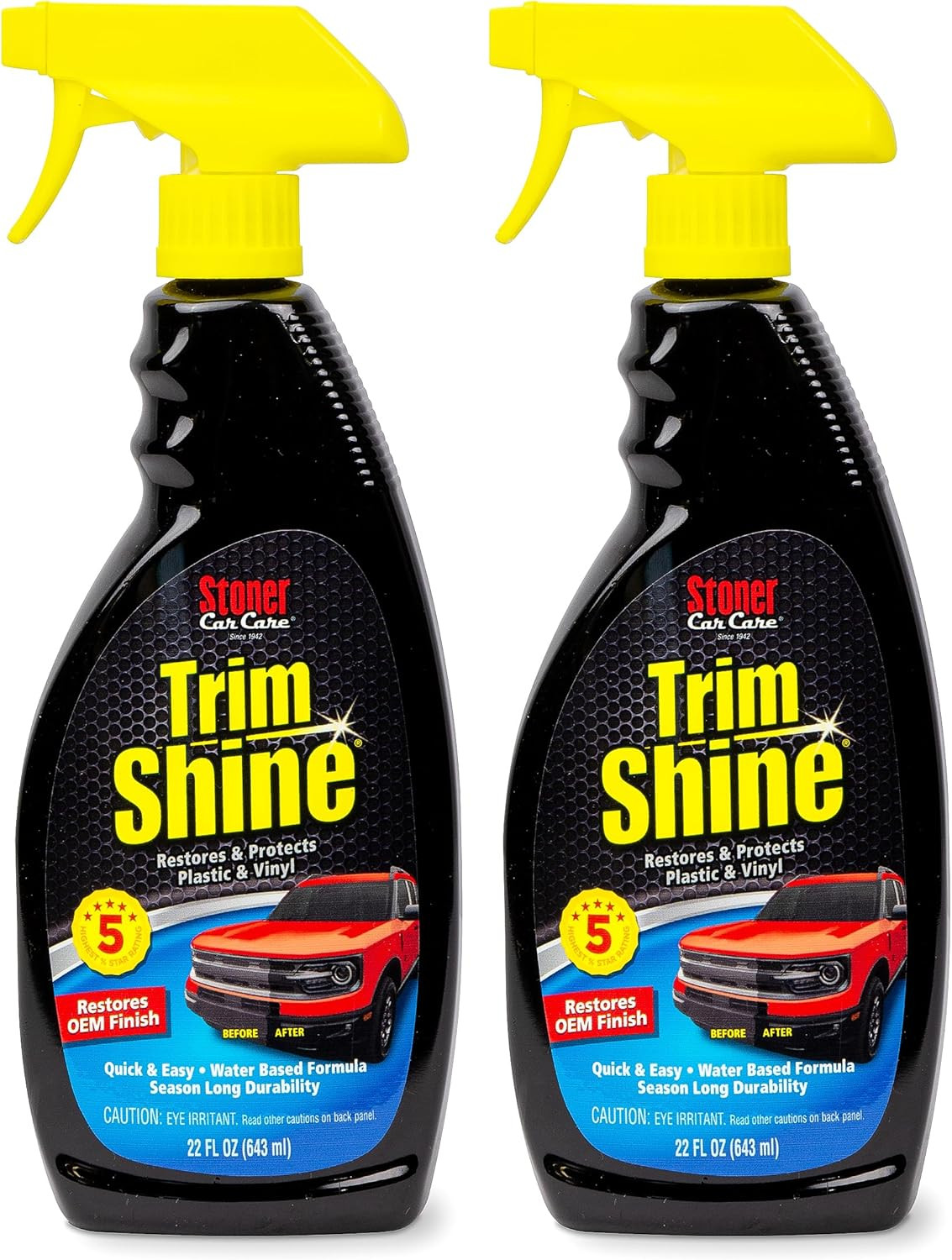 Trim Shine Black – Vinyl & Plastic Restorer for Cars, 22 Fl Oz (2-Pack)