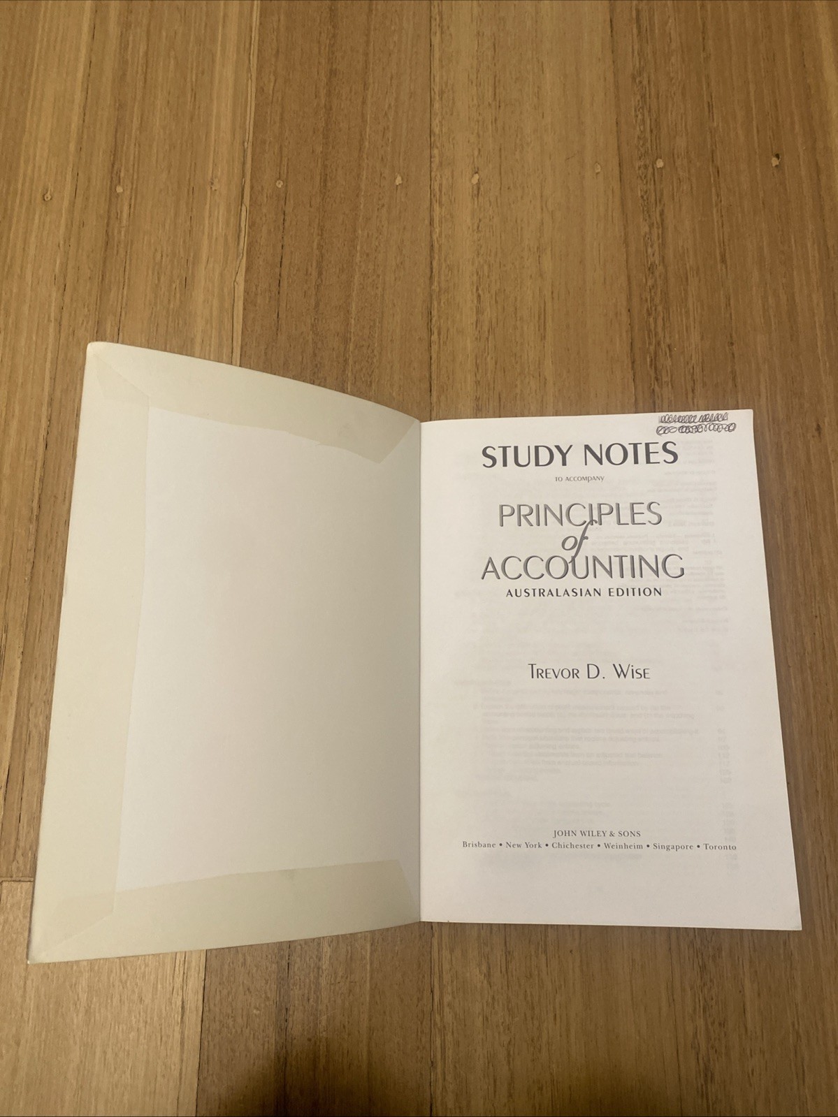 Principles of Accounting Australasian Edition Study Notes by T. D. Wise #EB1058