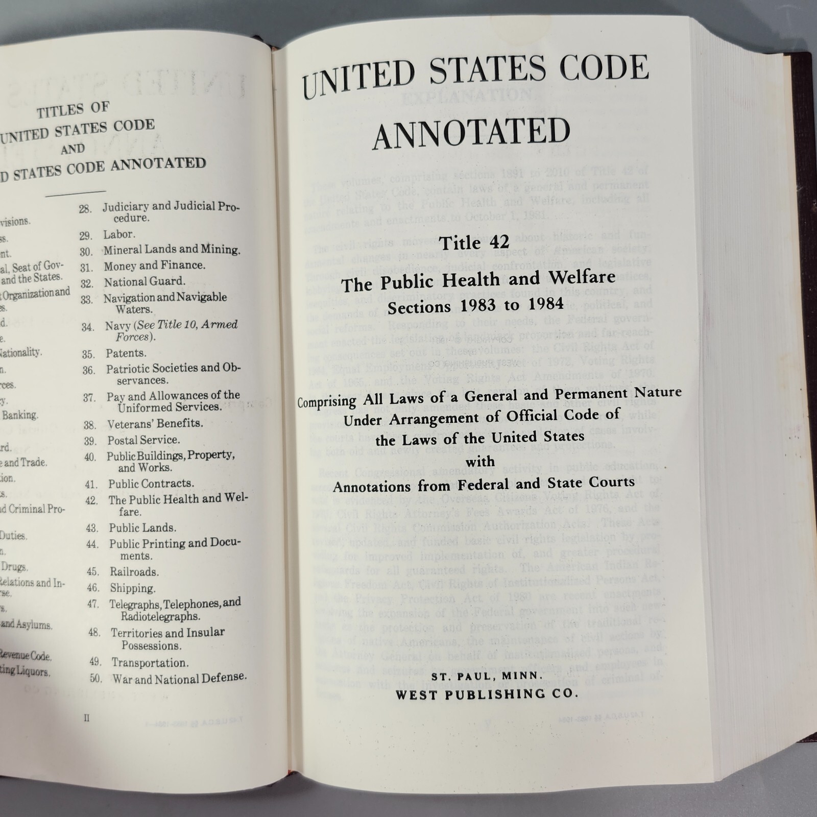 USCA 1981 Book Code Annotated Title 42 Public Health Welfare 1983 to 1984 HC