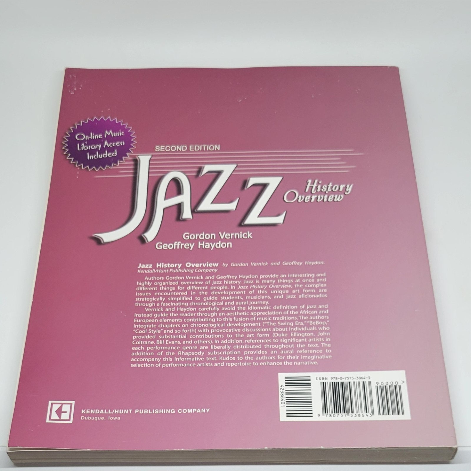 Jazz History Overview by Geoffrey Haydon and Gordon Vernick (2007, Print, Other)