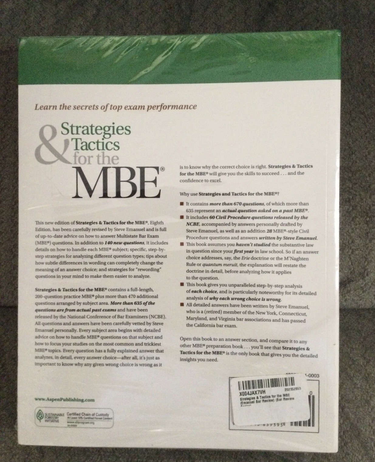 Bar Review Ser.: Strategies and Tactics for the MBE: Multistate Bar Exam