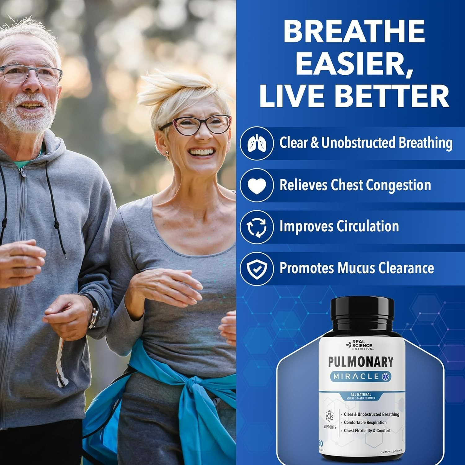 Natural COPD Support – 60 Non-GMO Capsules for Shortness of Breath Relief