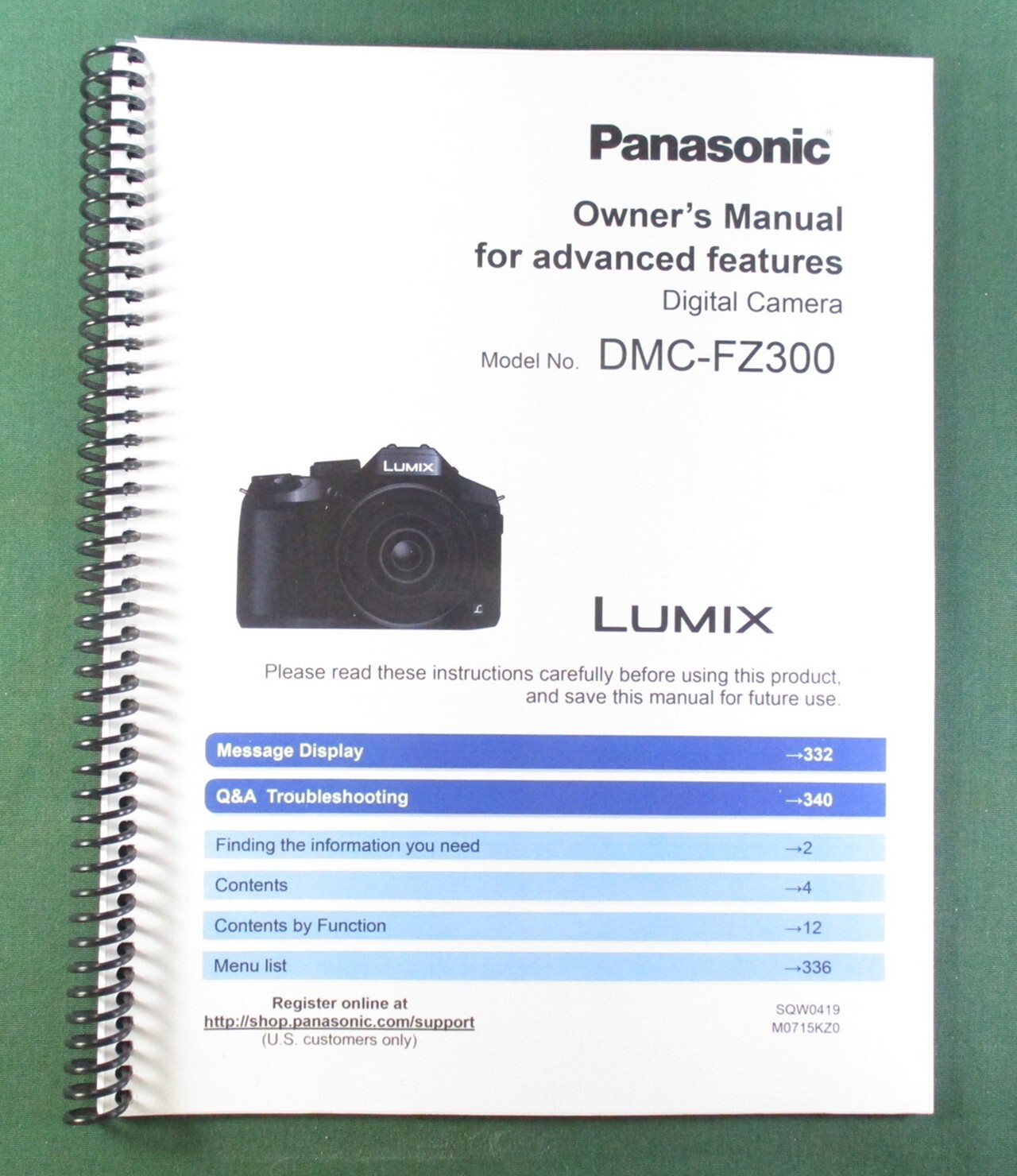 Panasonic Lumix DMC-FZ300 Owner’s Manual: 363 Pages & Protective Covers!