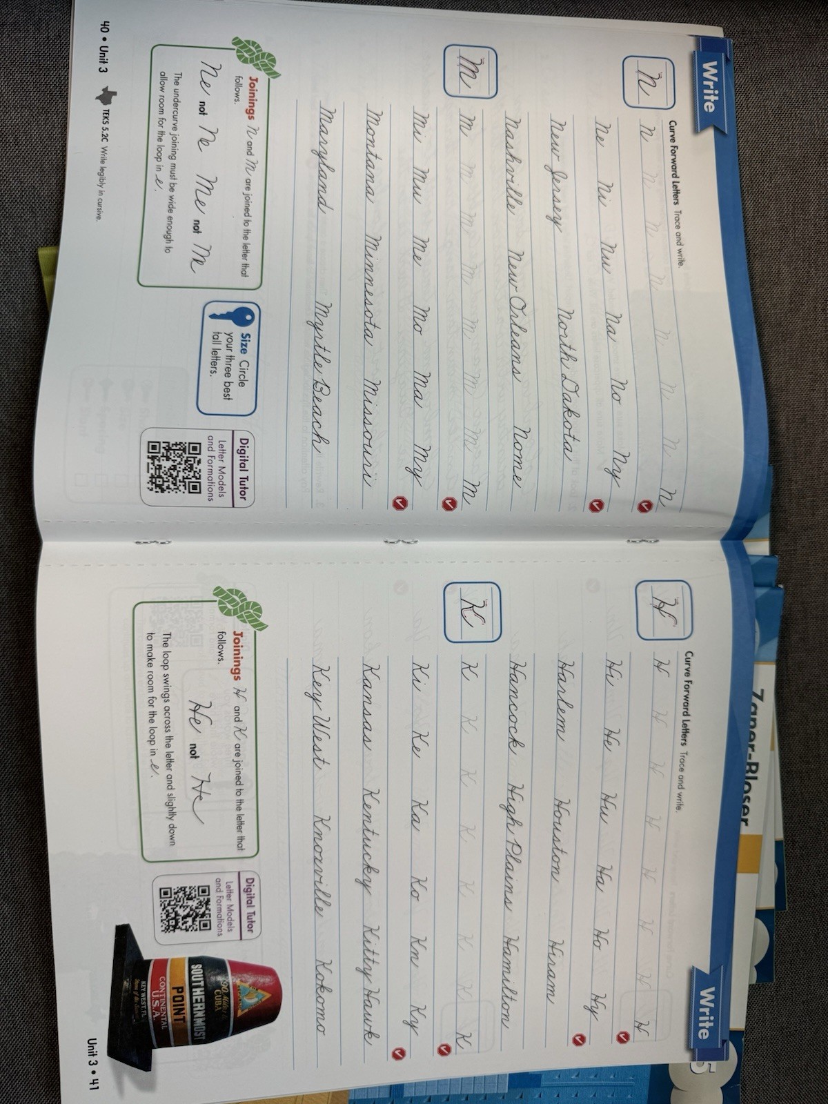 Zaner-Bloser Handwriting Grade 5 Workbook, Texas Edition (English)