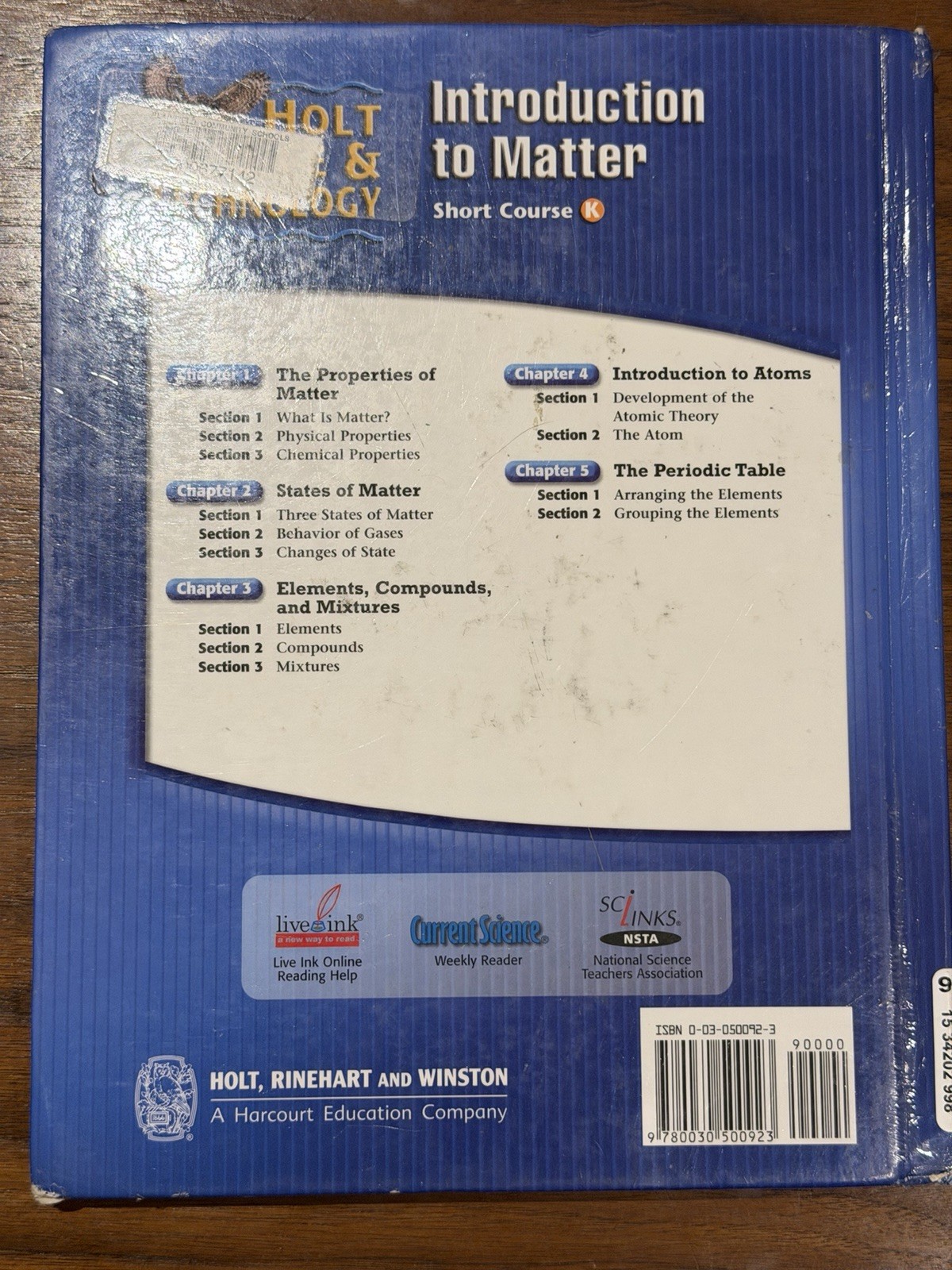 Holt Science & Technology Introduction to Matter HC 2007 HRW Interactive