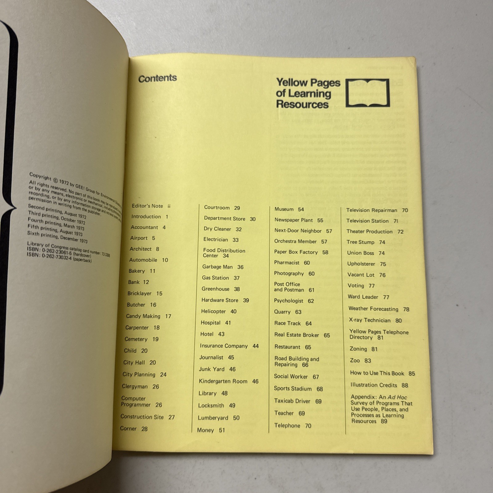 Yellow Pages of Learning Resources Soft Cover Area Code 800 1972 Vtg-B7