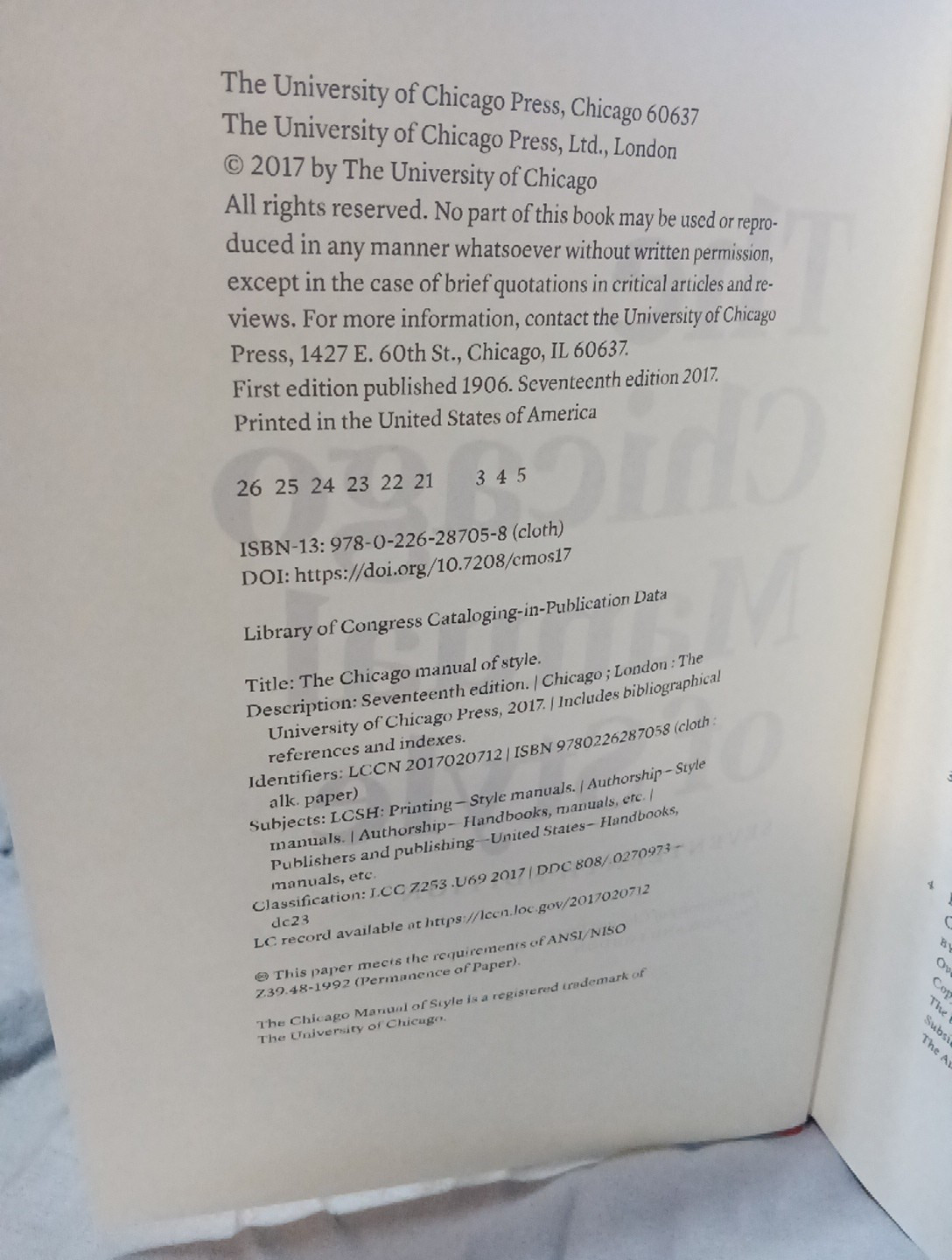 The Chicago Manual of Style, 17th Edition, Chicago Press