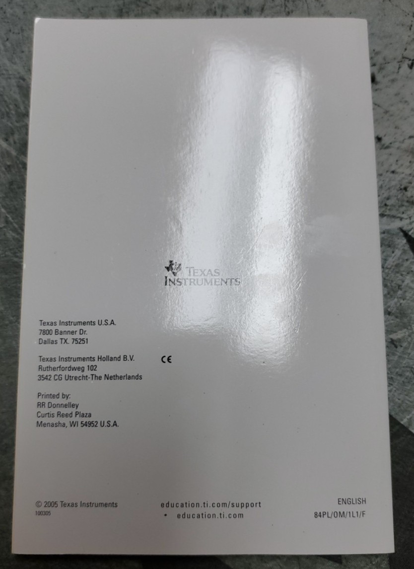 Ti 84 Plus Silver Edition Manual Guidebook 2004 Tex Instruments Index 216 pages