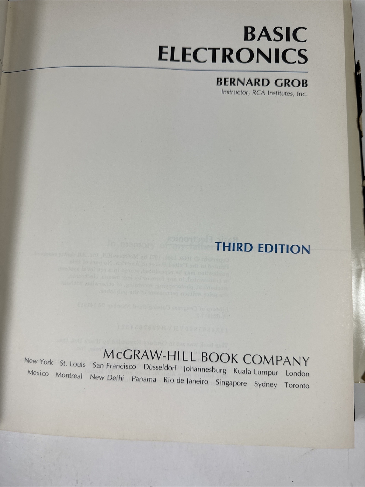 Basic Electronics 1971 3 Rd Edition by Grob