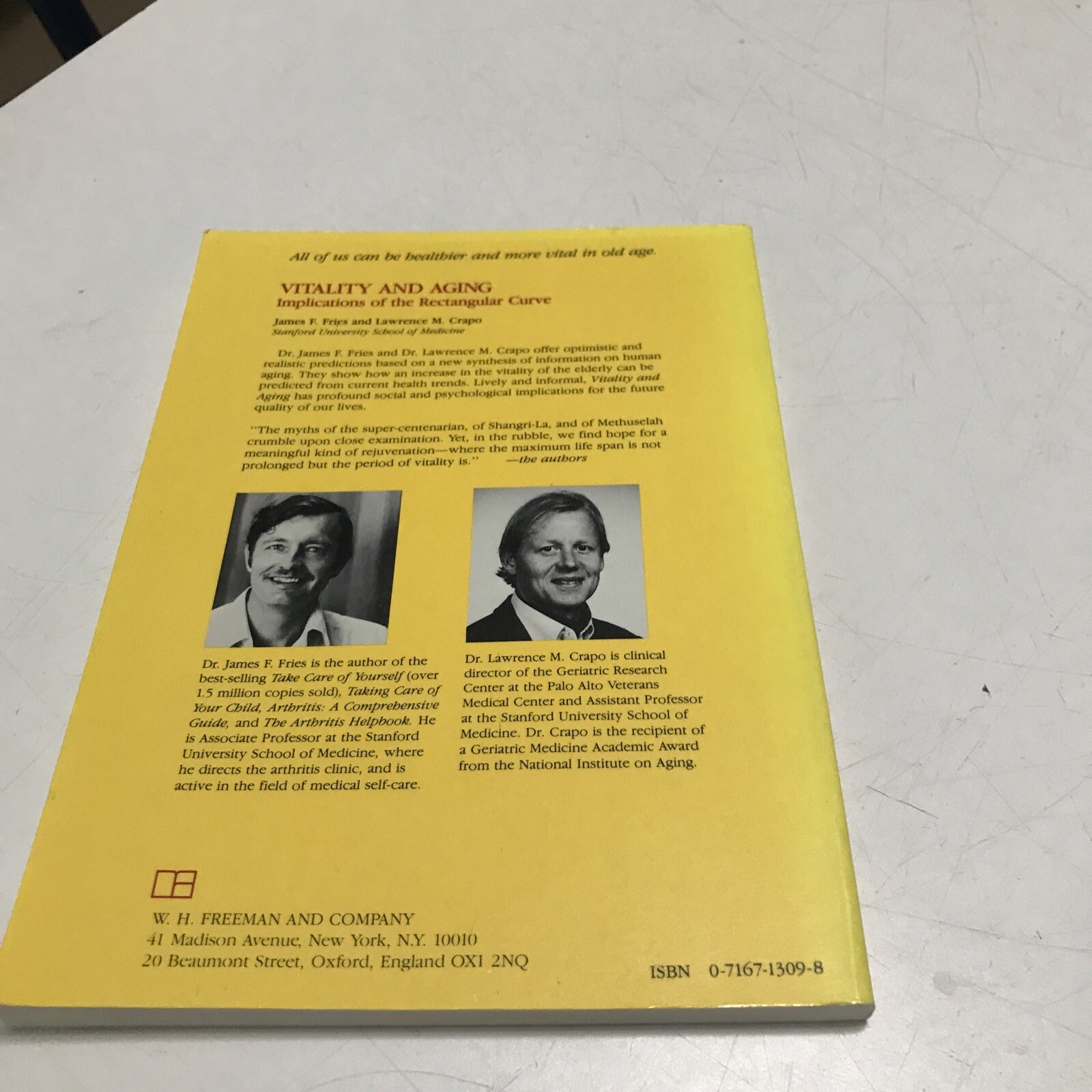 Vitality and Aging : Implications of the Rectangular Curve by Lawrence M. Crapo