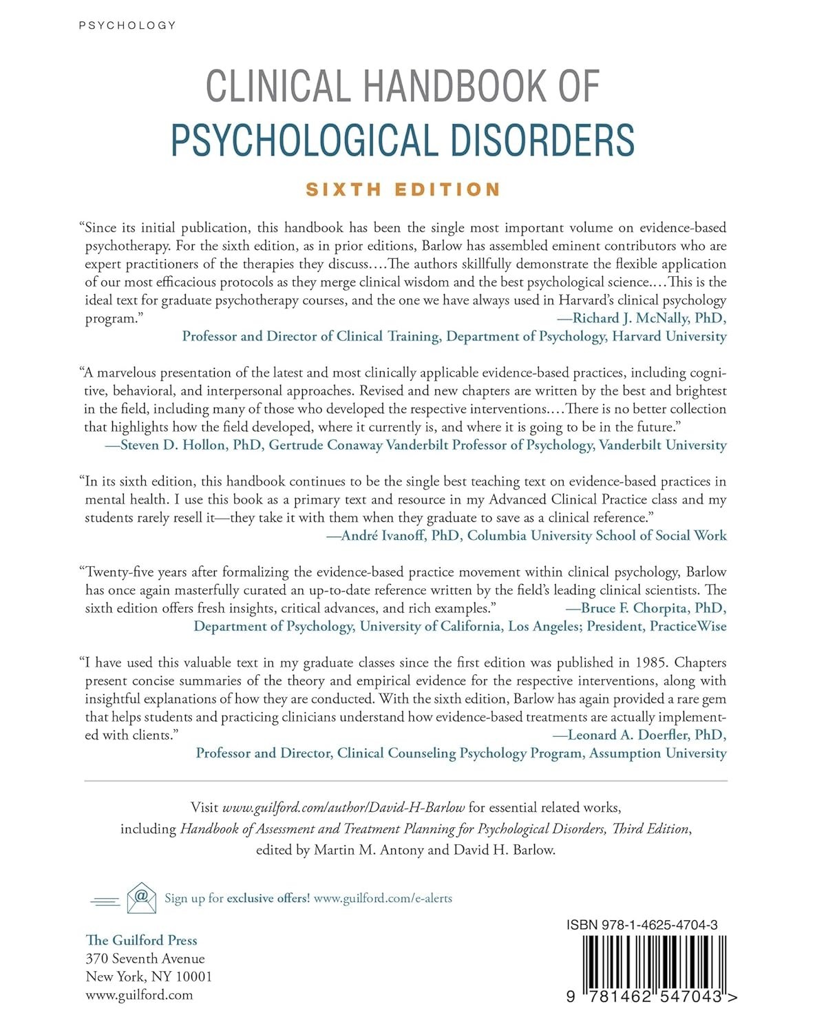 Clinical Handbook of Psychological Disorders – 6th Edition (Hardcover)
