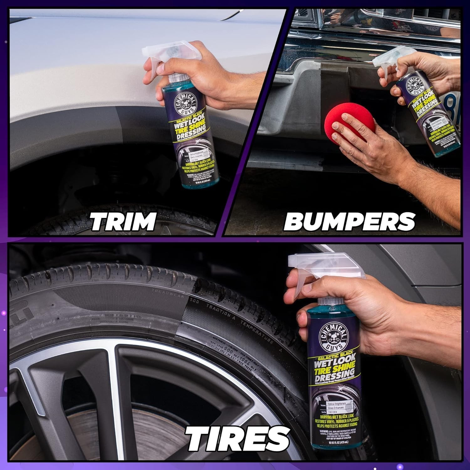Galactic Black Wet Look Tire Shine Dressing, for a Whole New Level of Shine a…