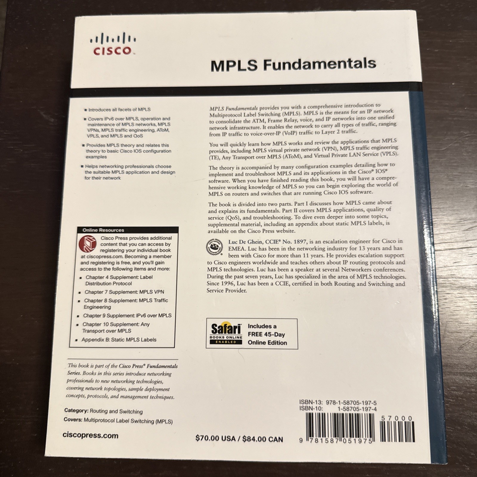 MPLS Fundamentals: Ccie No. 1897 by De Ghein, Luc