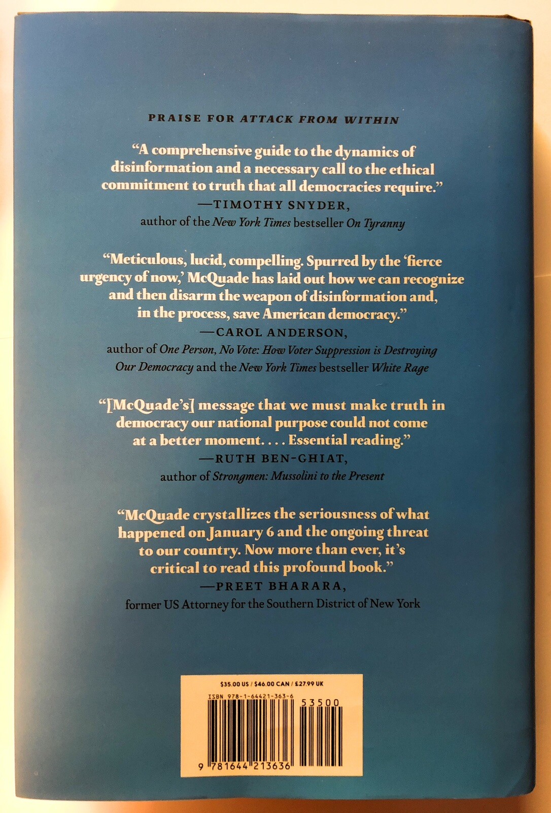 Attack from Within : How Disinformation Is Sabotaging… (2024 hc/d G) McQuade