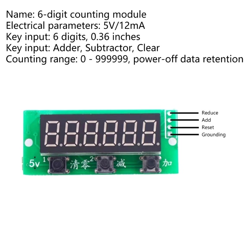 0-999999 Cumulative Addition And Subtraction Band Memory 5V Power Supply