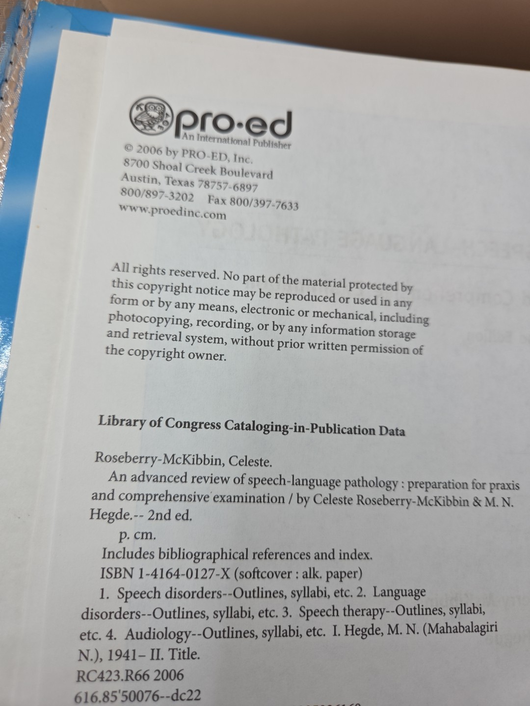 Advanced Review Of Speech-Language Pathology by Celeste Roseberry-McKibbin