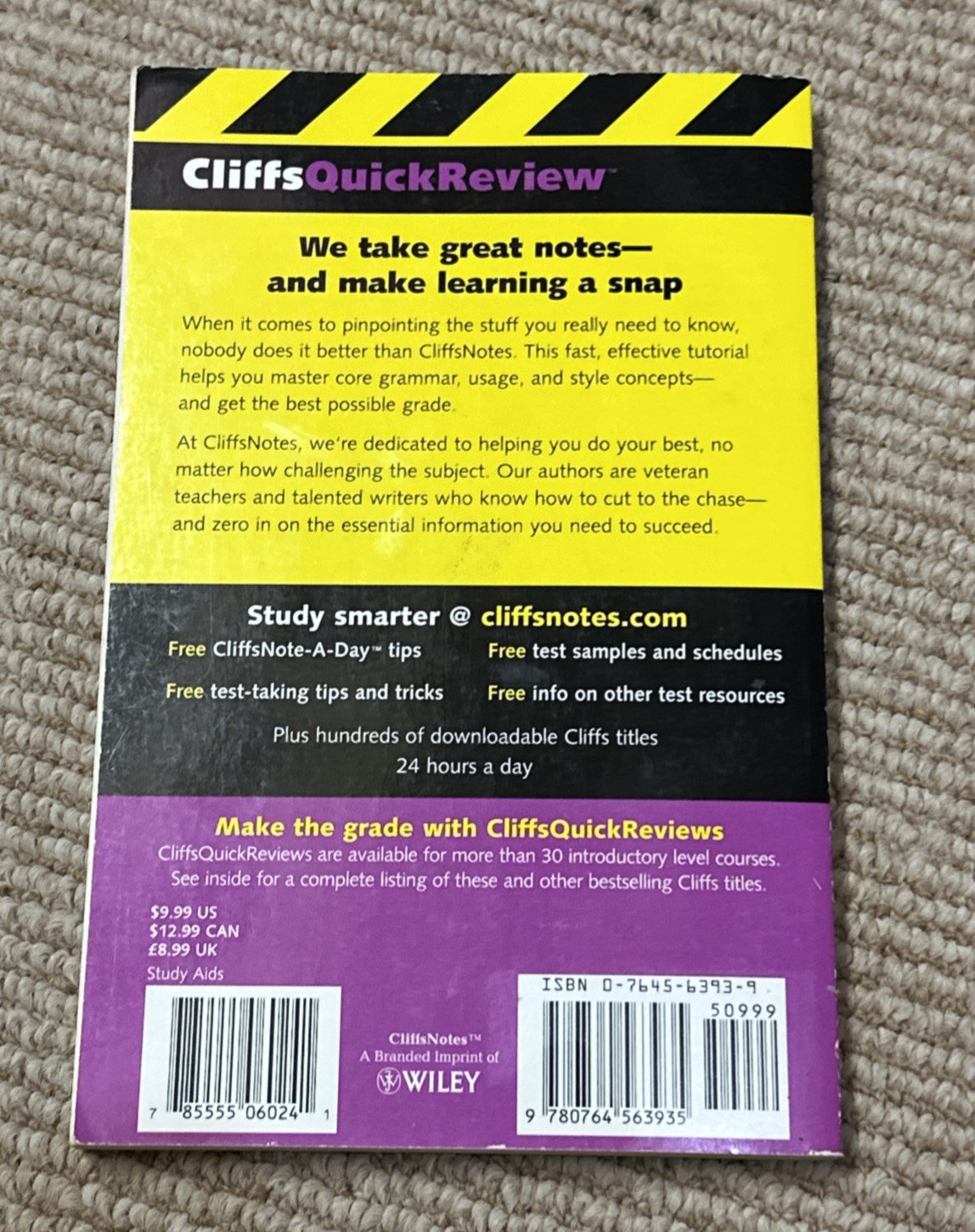 Writing : Grammar, Usage, and Style essentails from CliffsNotes PB