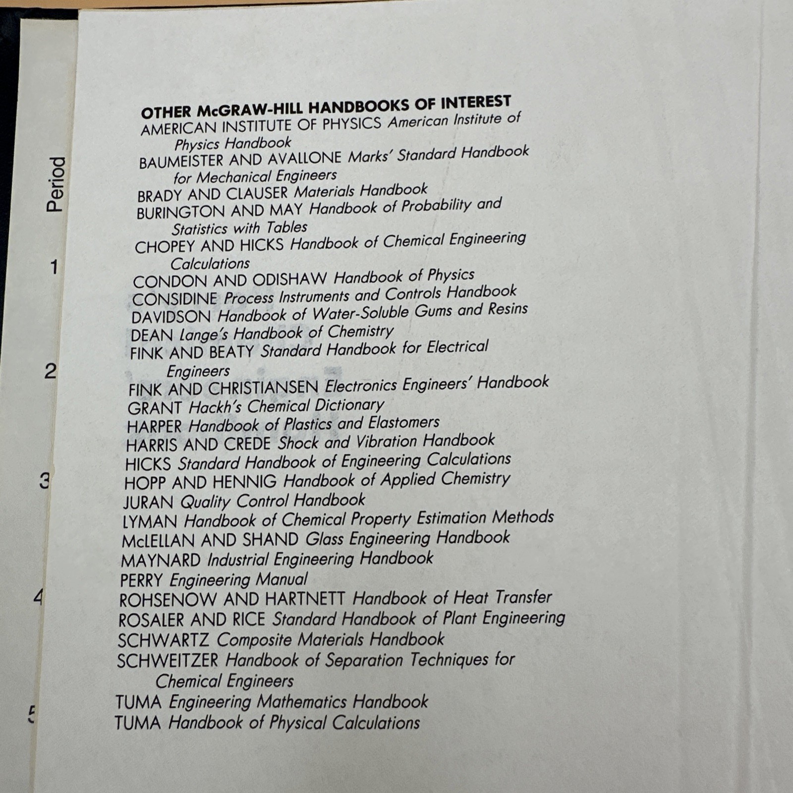 Perry’s Chemical Engineers’ Handbook 6th Ed 1984 HC 50th Anniversary Edition