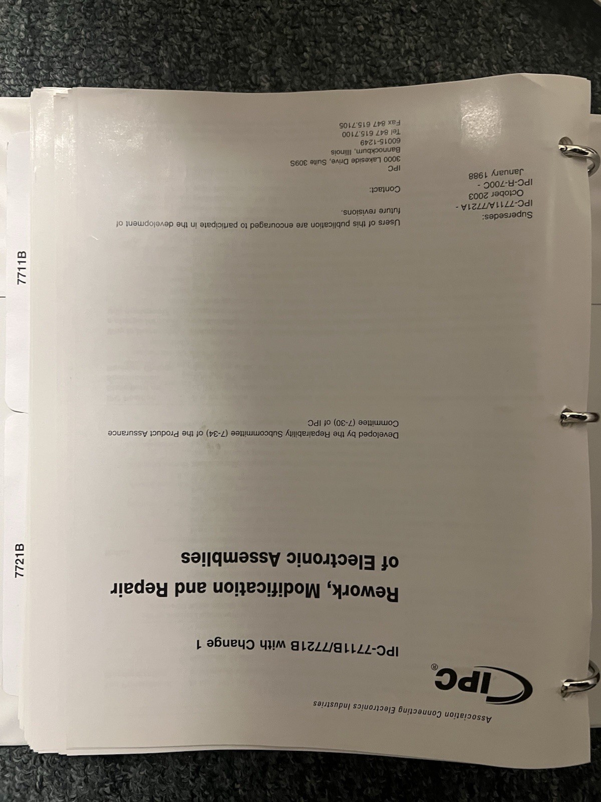 IPC-7711/7721B Rework, Modification & Repair of Electronic Assemblies
