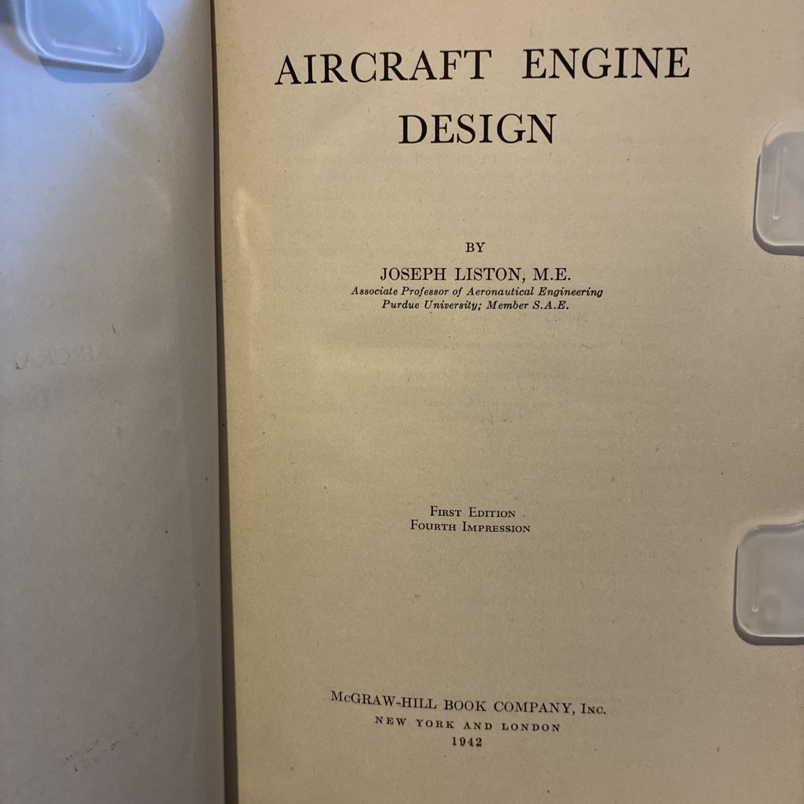 Vintage 1942 Aircraft Engine Design Stated 1st Edition by Liston HCVG+