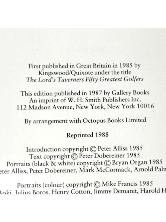 The Fifty Greatest Golfers Vintage Book Faux Leather Cover Gallery Books (1988)