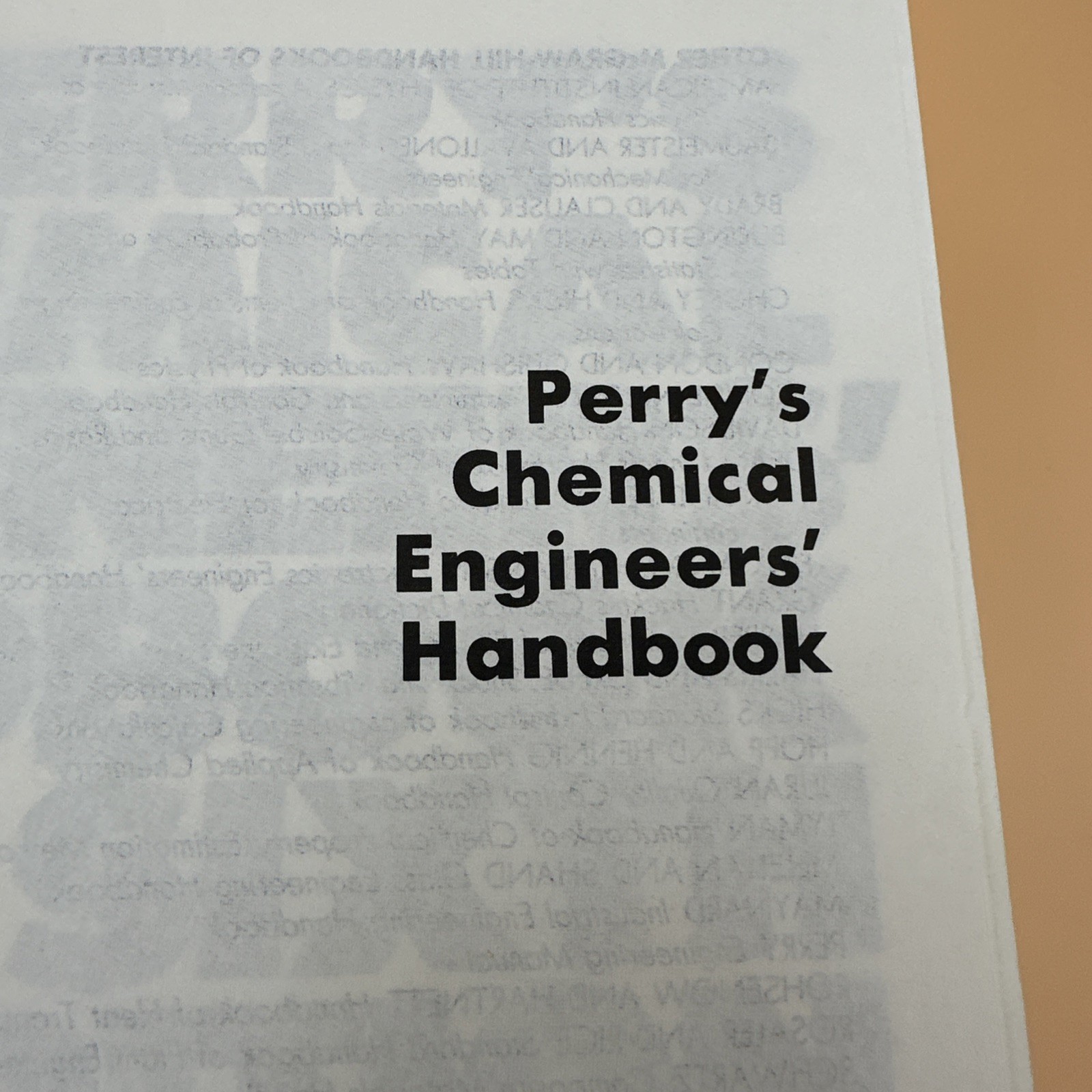 Perry’s Chemical Engineers’ Handbook 6th Ed 1984 HC 50th Anniversary Edition