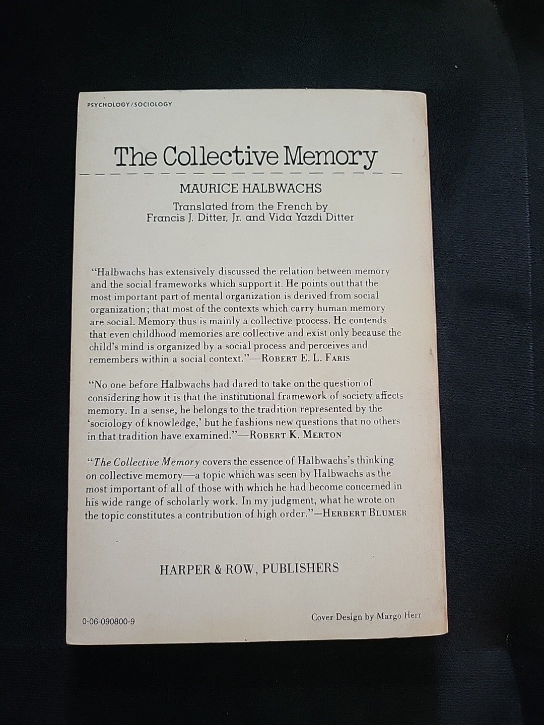 1st Edition (RARE) The Collective Memory by Halbwachs, Intro by Mary Douglas