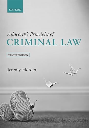 Ashworth’s Principles of Criminal Law, Horder 9780192897381 Free Shipping..