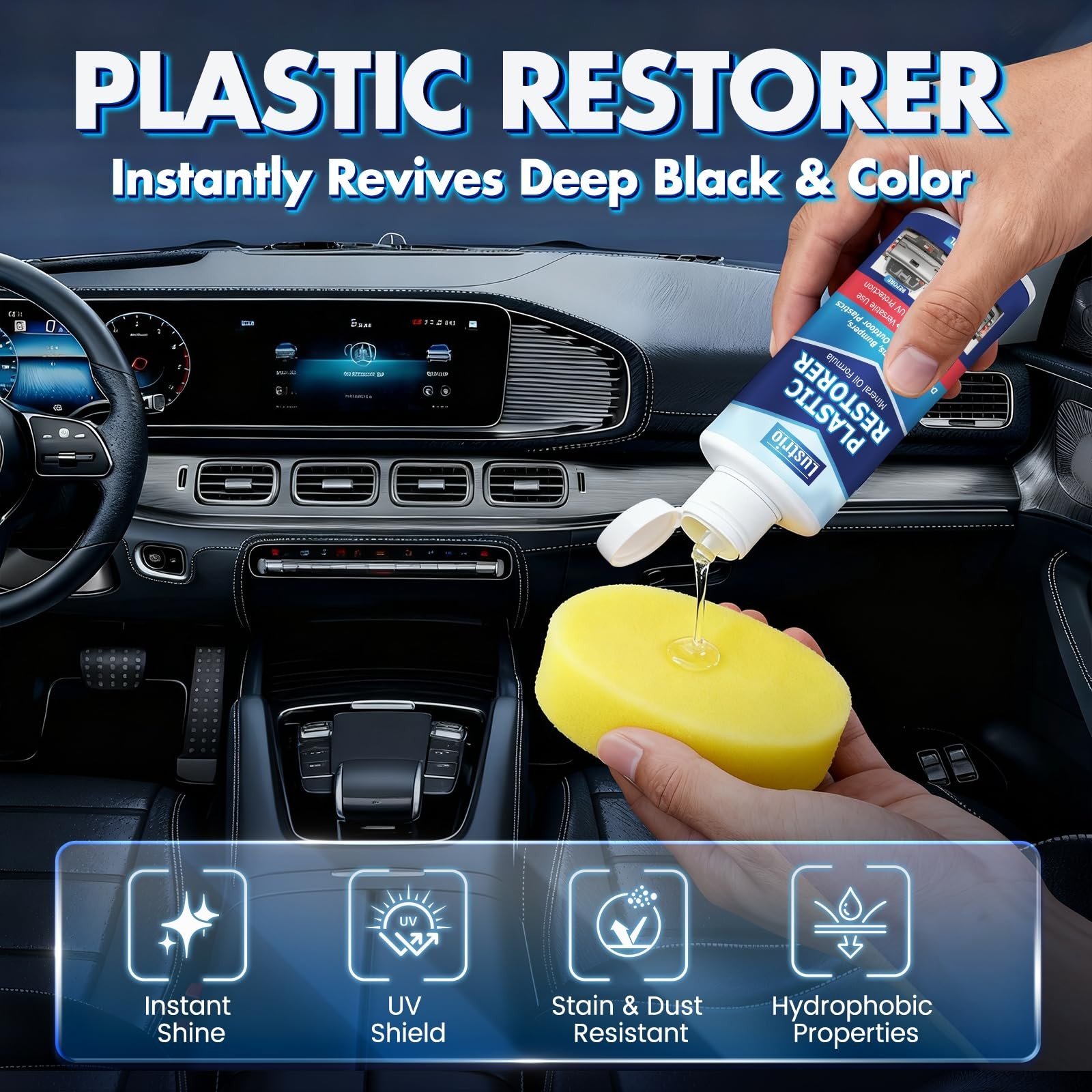 Plastic Trim Restorer UV Protection, Prevents Fading & Cracking, 5oz/150ml