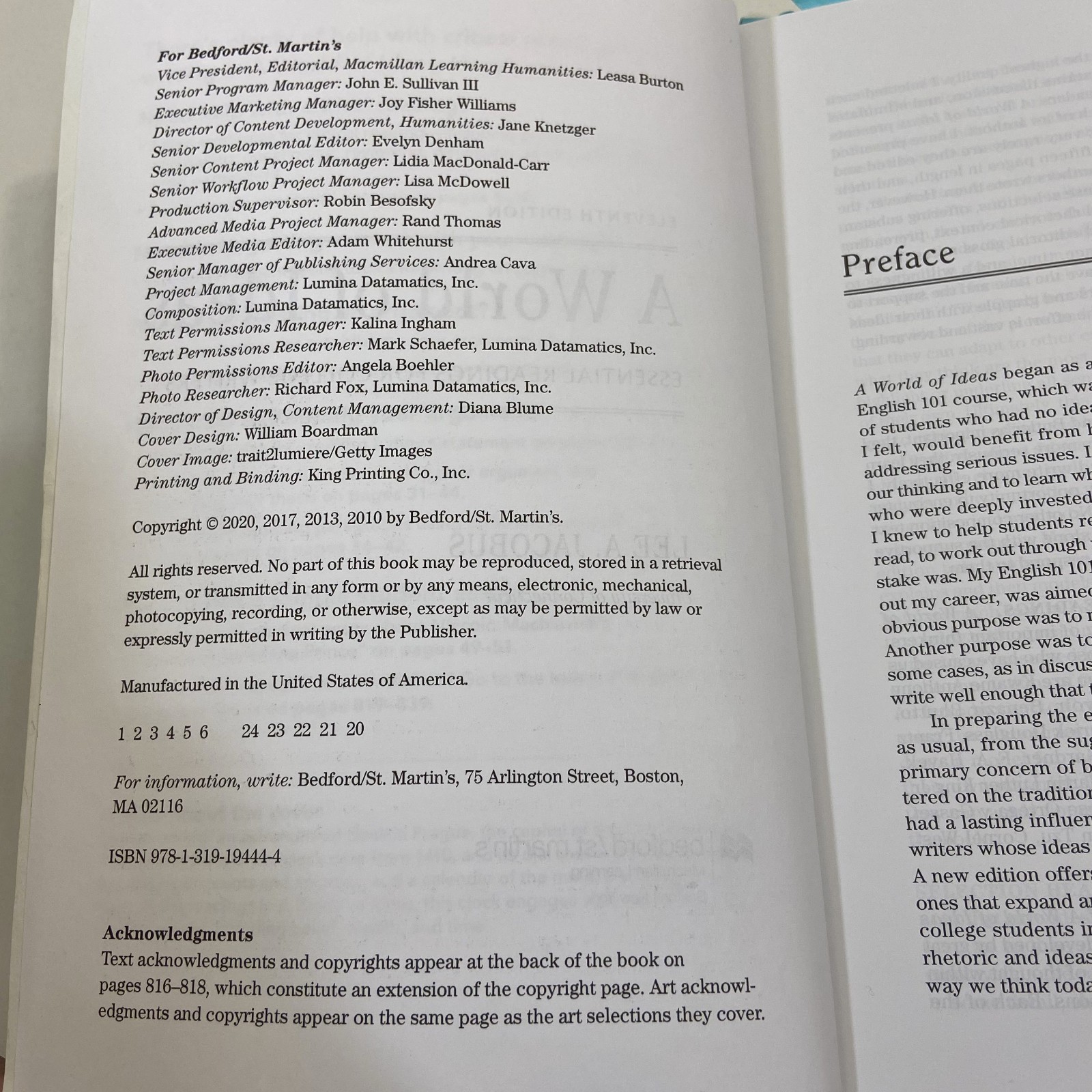 World of Ideas Essential Readings for College Writers 11th Edition 2020 TPB