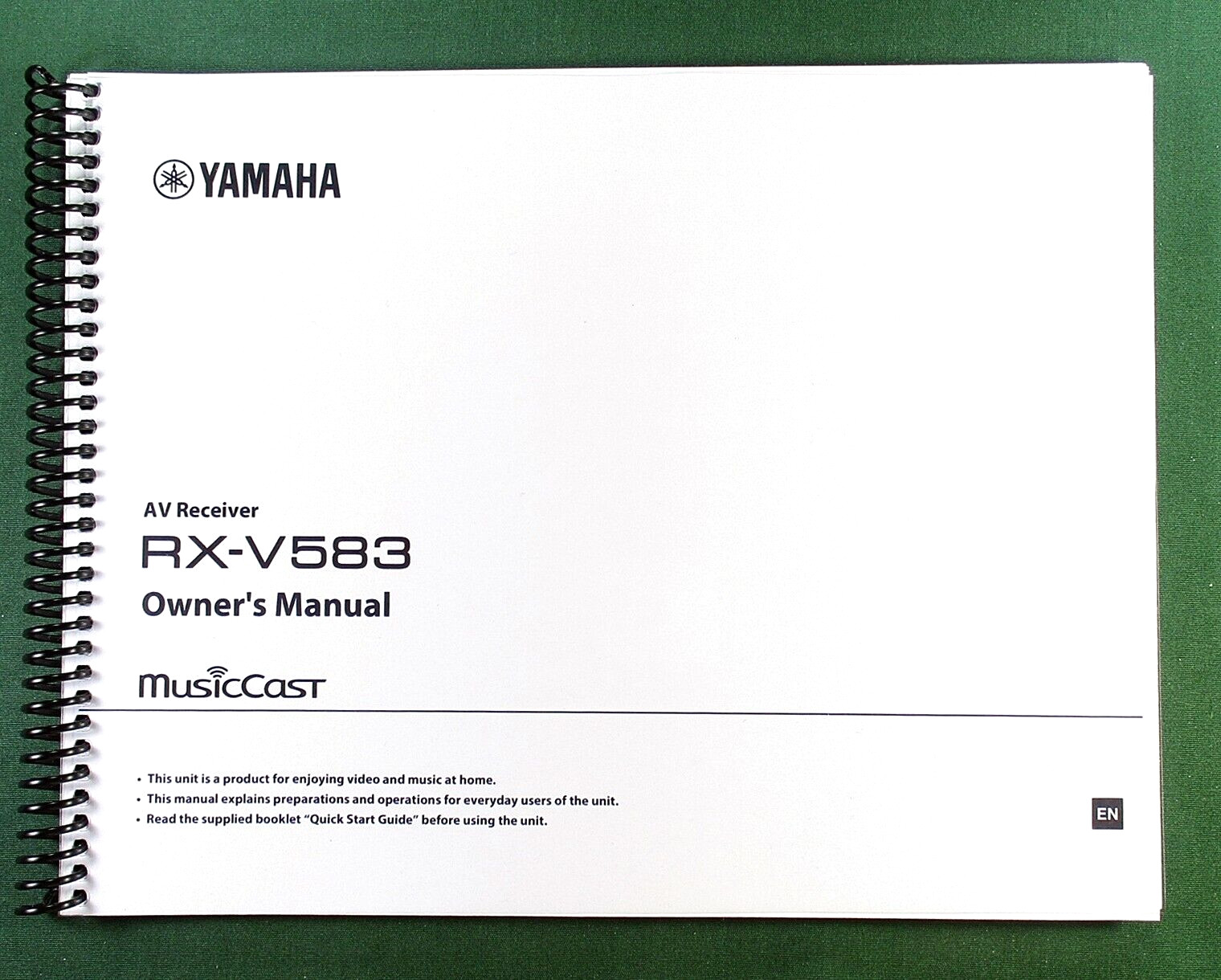 Yamaha RX-V583 Instruction Manual: Full Color 132 Pages & Protective Covers!