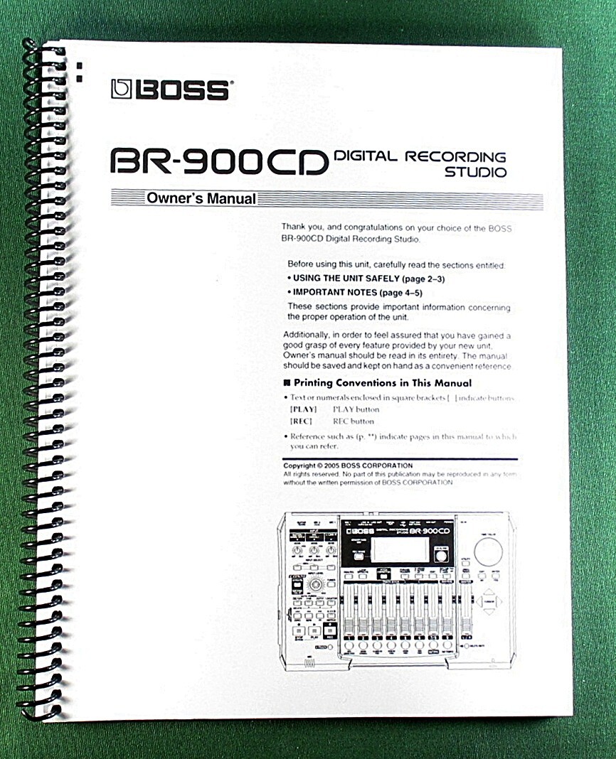 Boss BR-900CD Owner’s Instruction Manual: 232 Pages & Protective Covers!