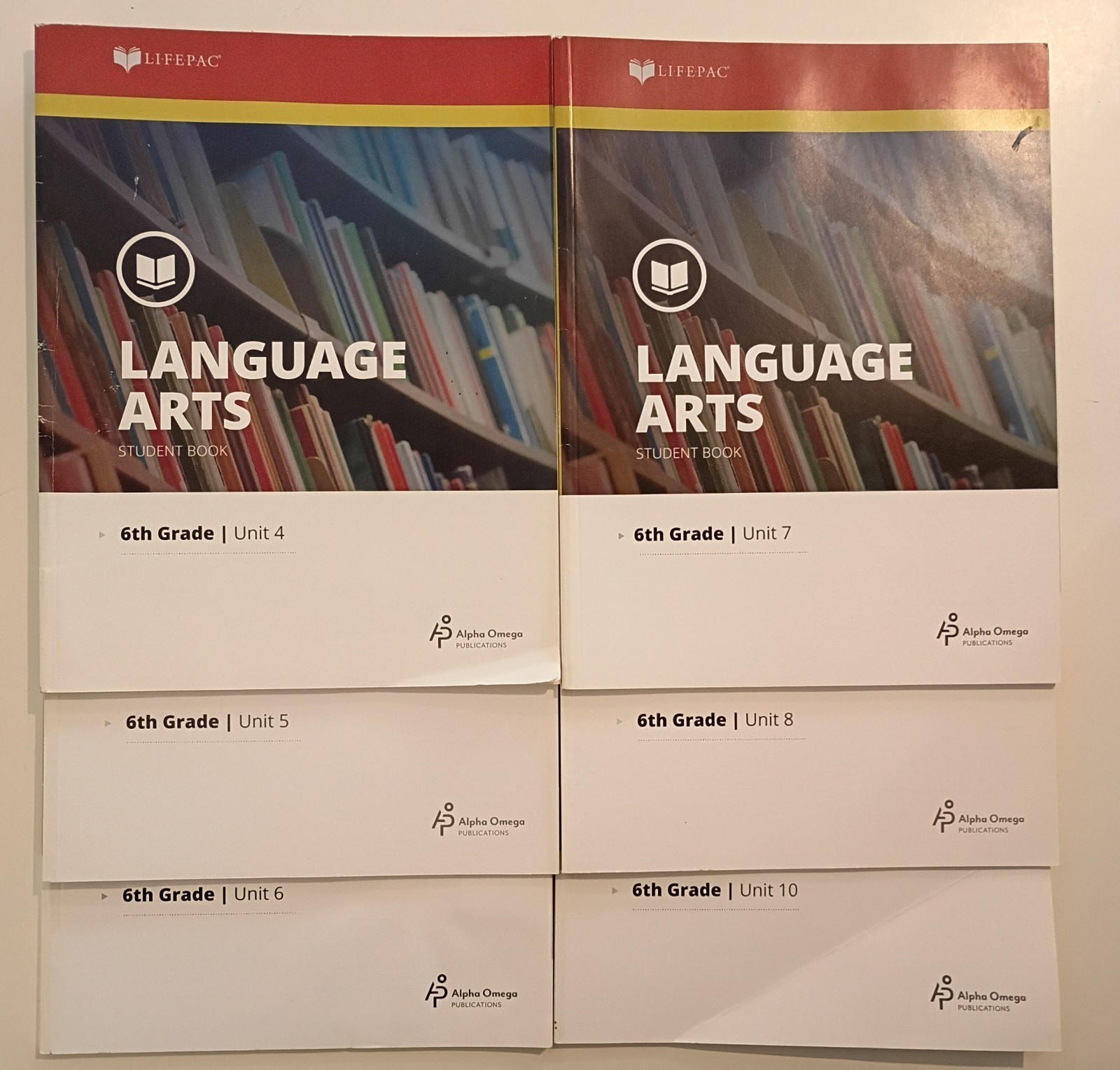 Lifepac Language Arts 6 Student Books Unit 4-8 + 10 AOP Homeschool Curriculum