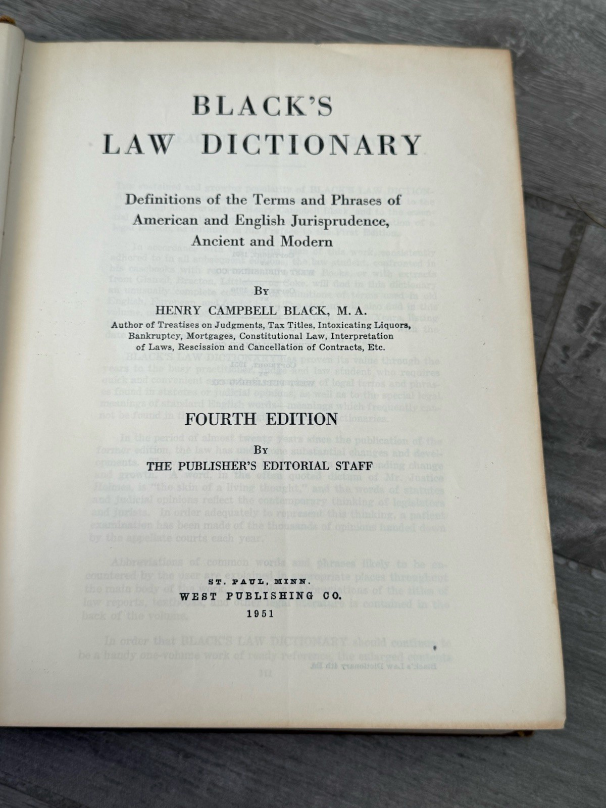 📚 Black’s Law Dictionary Fourth Edition 4th 1951 Legal Terms Phrases