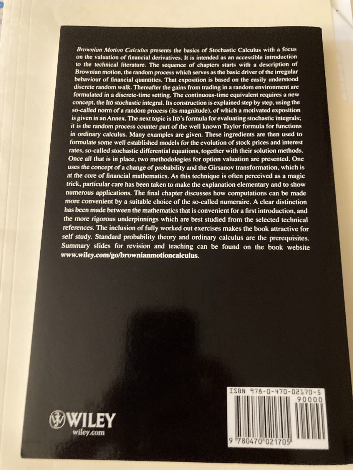 Brownian Motion Calculus by Ubbo F. Wiersema (2008, Trade Paperback)
