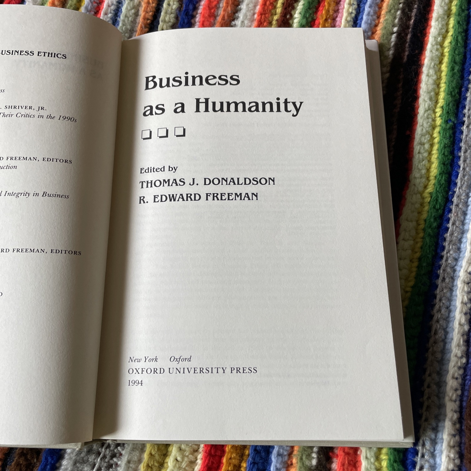 Business as a Humanity – R. Edward Freeman – Ruffin Series on Business Ethics