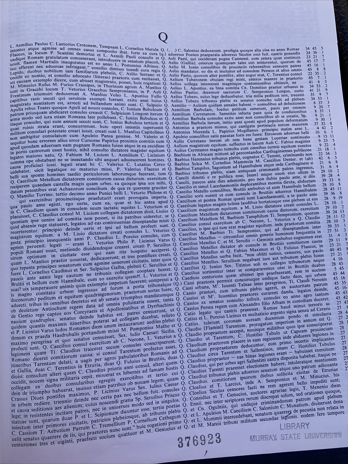 A Concordance to Livy. Volume IV Q-Z Davis W. Packard Harvard University Press
