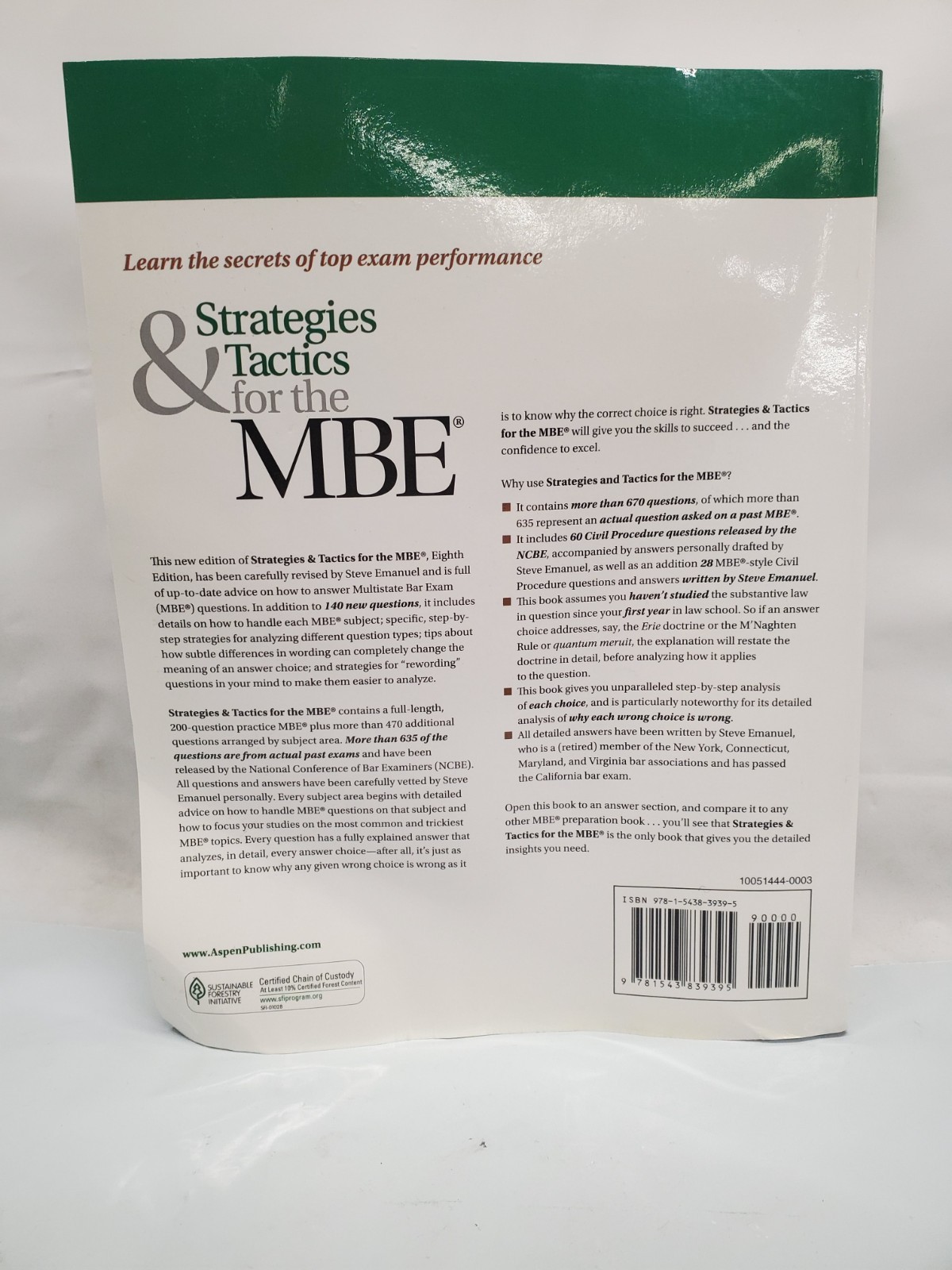 Strategies & Tactics for the MBE – Emanuel Bar Review *Pre-Owned *Warped Pages