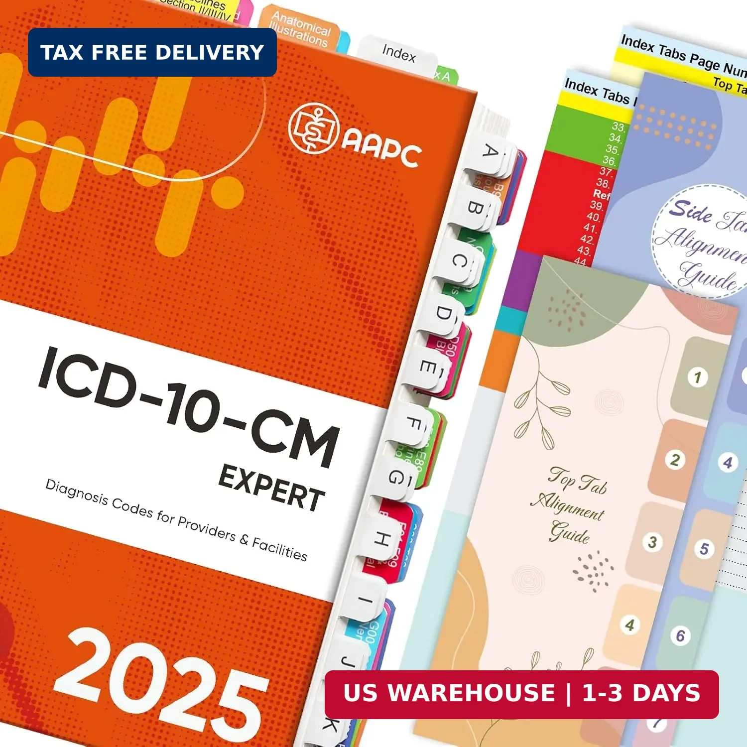 Index Tabs for AAPC Version ICD-10-CM 2025, Upgraded Complete Book Tabs Set (Boo