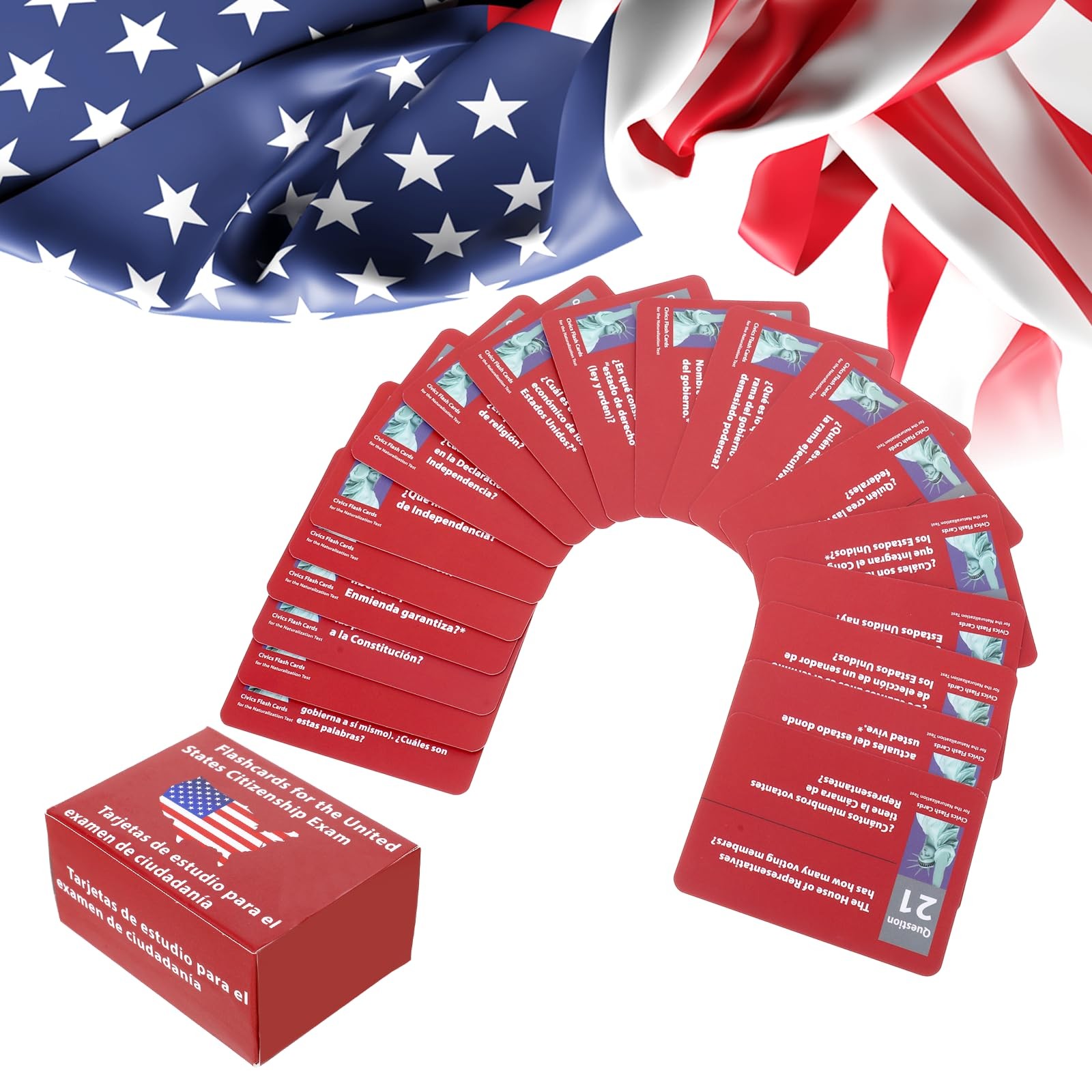 Us Citizenship Test Study Guide 3.5 inches x 2.6 x 0.1 inches, Red