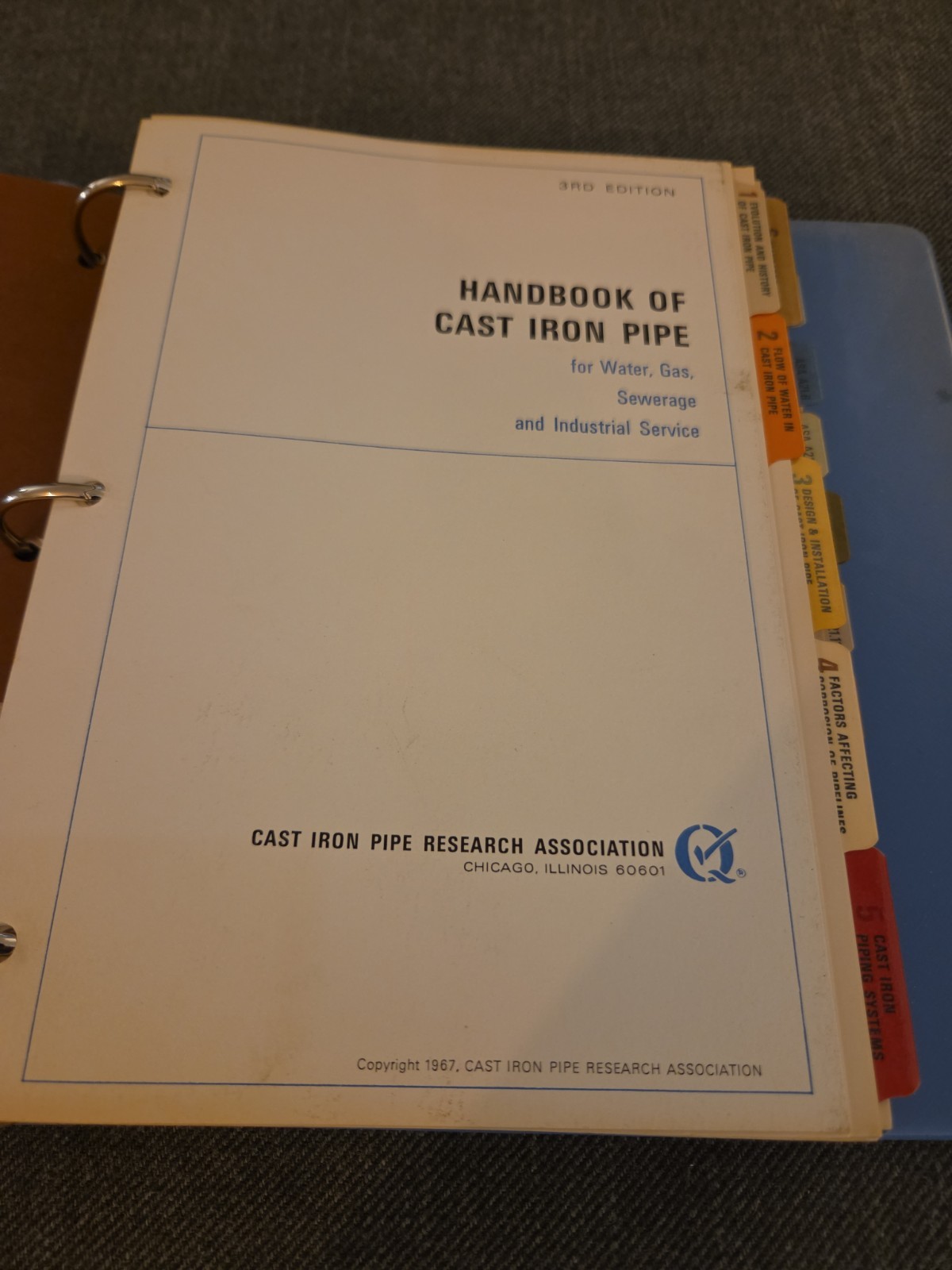Handbook Of Cast Iron Pipe 3rd Edition Cast Iron Pipe Research Association 1960s