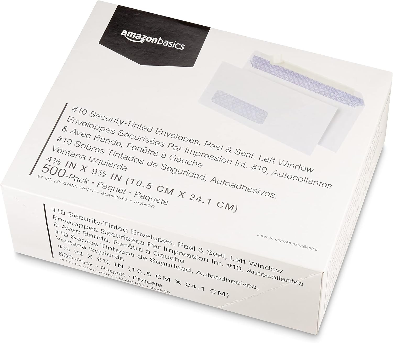 #10 Security-Tinted Self-Seal Business Envelopes with Left Window, Peel & Seal C