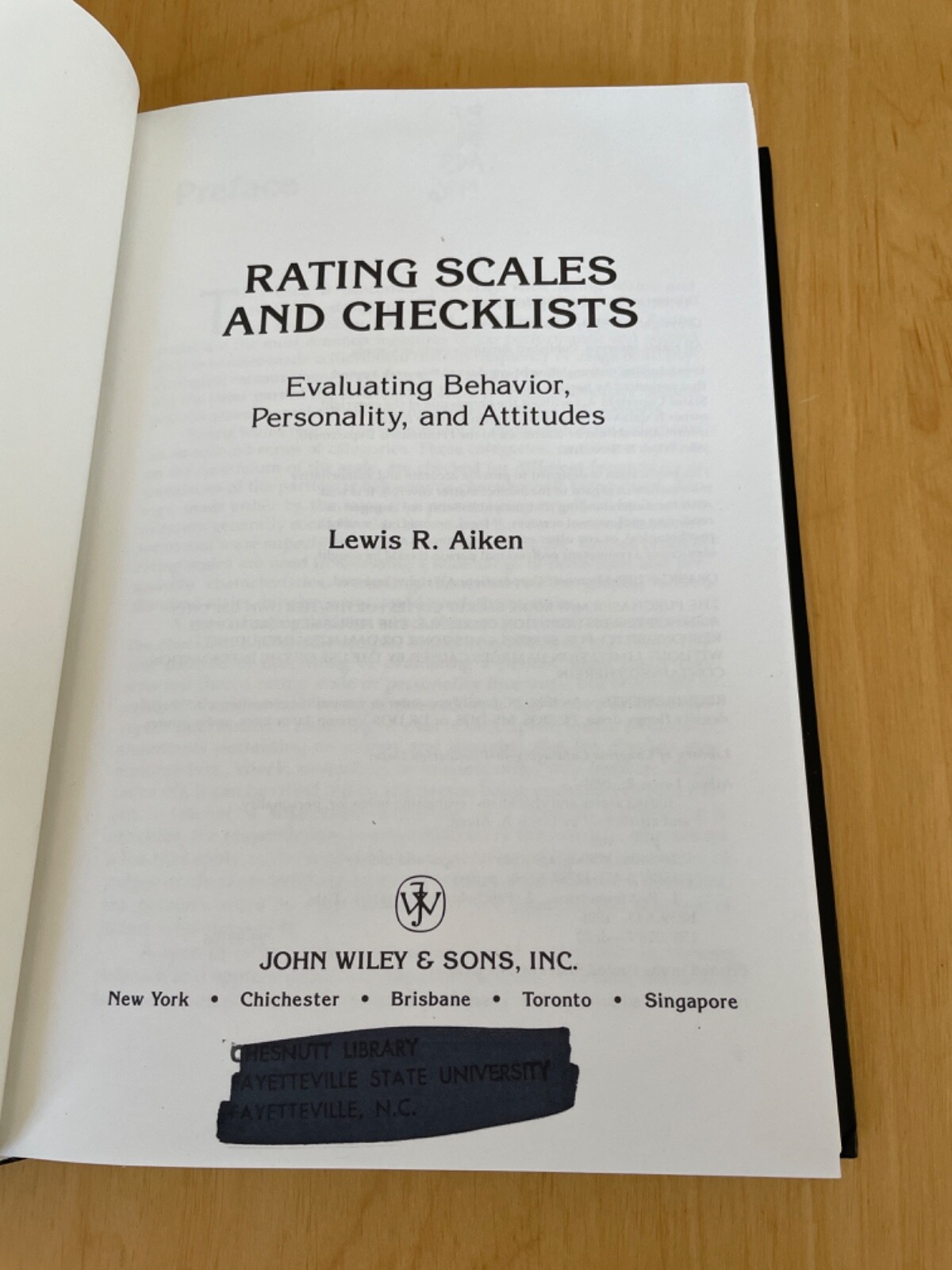Rating Scales and Checklists: Evaluating Behavior, Personality,.-Very good cond