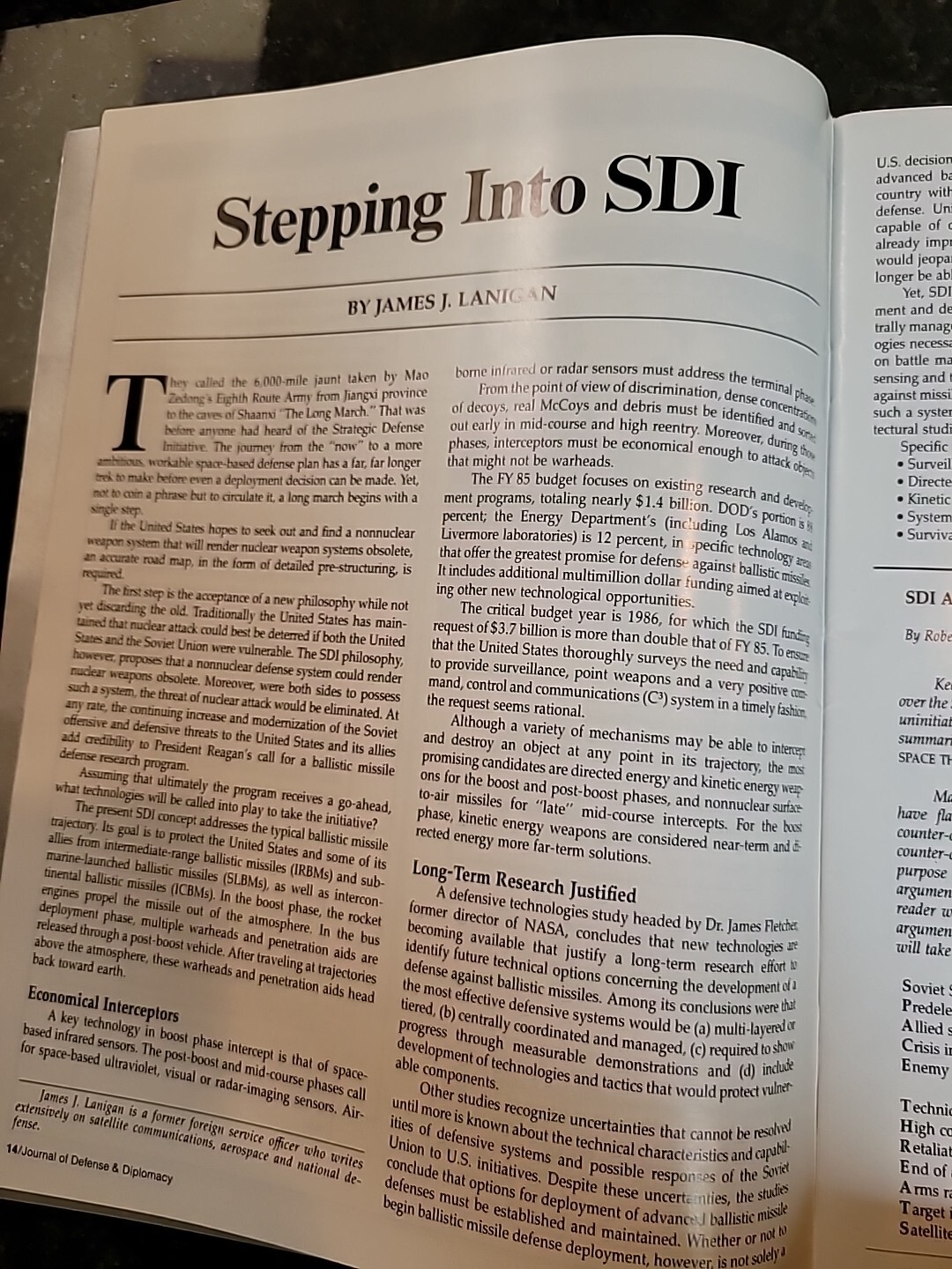 Journal Of Defense & Diplomacy, 1986. Terrorism, SDI, 64 Pages