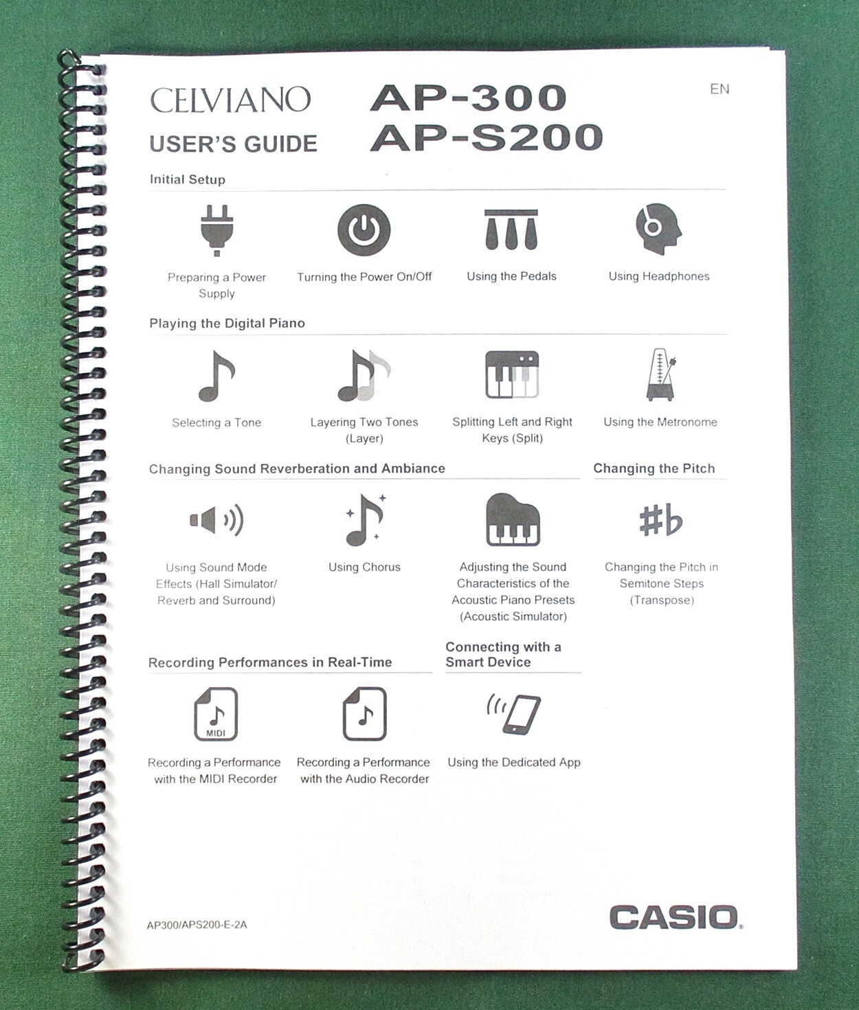 Casio Celviano AP-300 Instruction Manual: 147 Pages Coil Bound & Clear Covers!