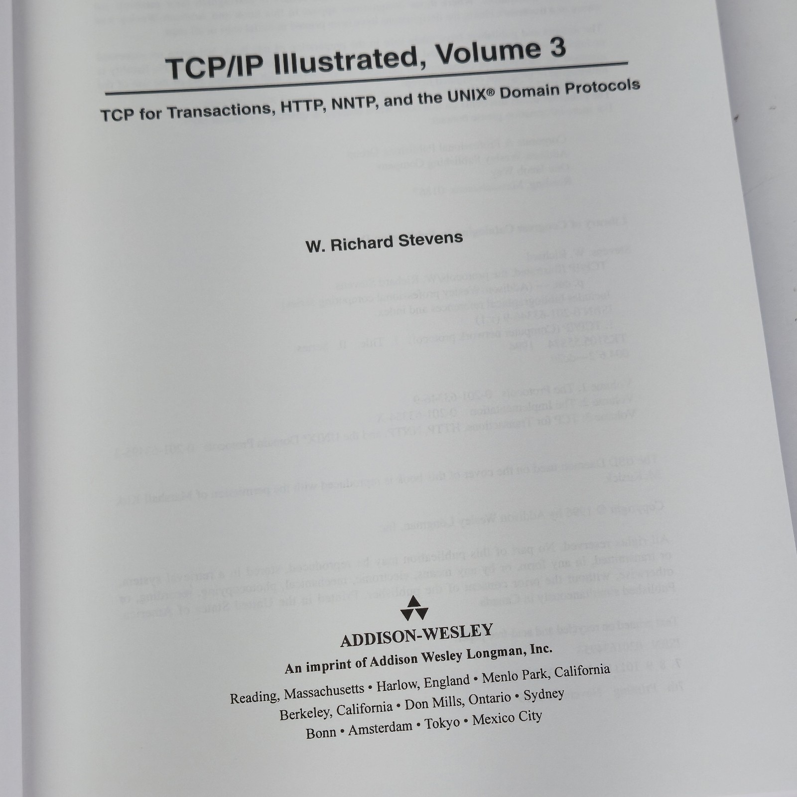 TCP/IP Illustrated: Volume 3 TCP Transactions HTTP NNTP Unix Domain Protocols