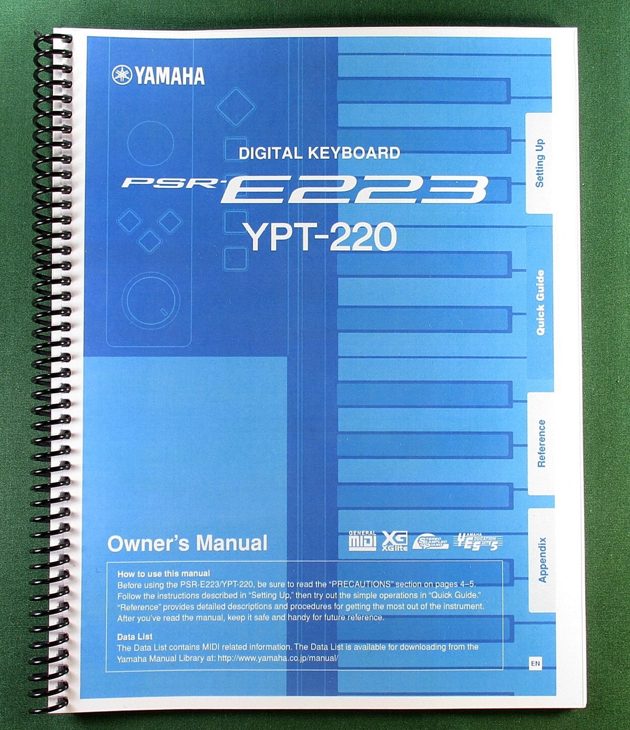 Yamaha PSR-E223 YPT-220 Instruction Manual: 64 Pages & Protective Covers!